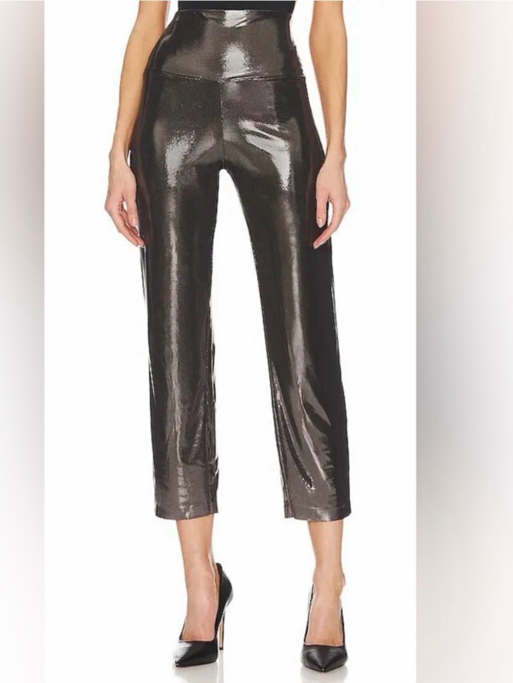 Norma Kamali Pencil Pant in Metallic Silver small NWT